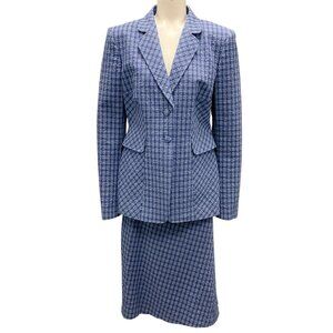 Altuzarra Blue Plaid Jacket and Skirt Two-Piece Suit Set
